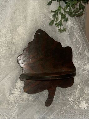 Wooden Leaf Wall Shelf - Dark Brown